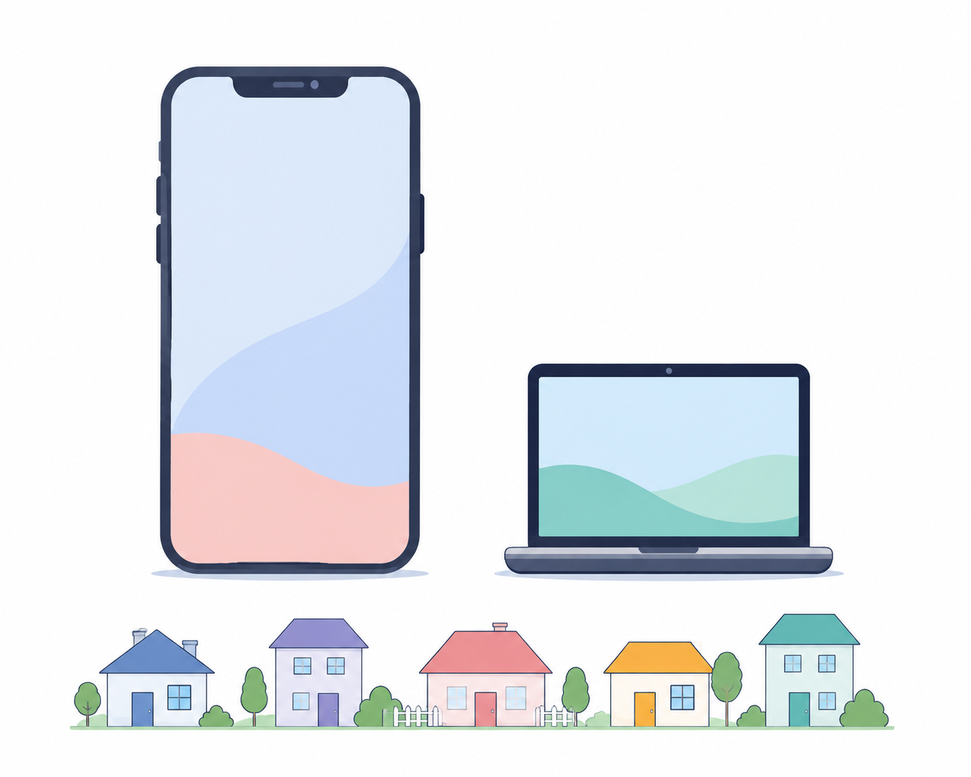 スマホ保有率とパソコン保有率を比べたイラスト